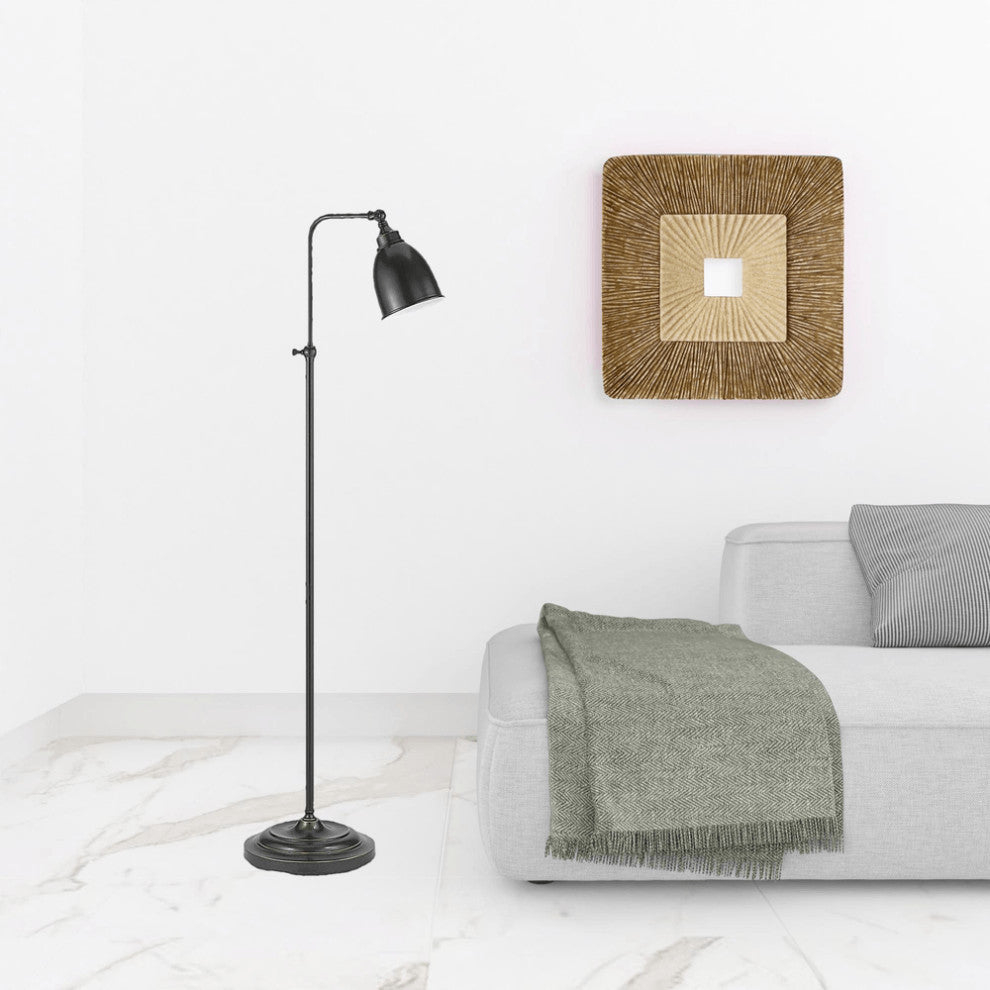Darkened Bronze Adjustable Height Floor Lamp With Metal Dome Shade
