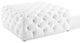 Anthem Tufted Button Large Square Faux Leather Ottoman White