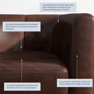 Modern Club Chair Barrel Design, Caramel