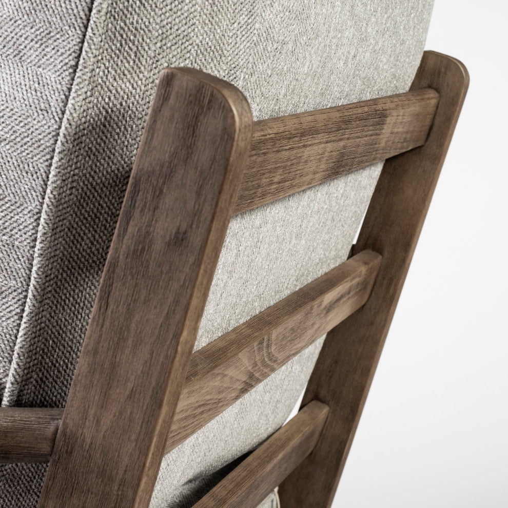 HomeRoots Frost Grey Fabric Wrapped Honey Wooden Frame Accent Chair