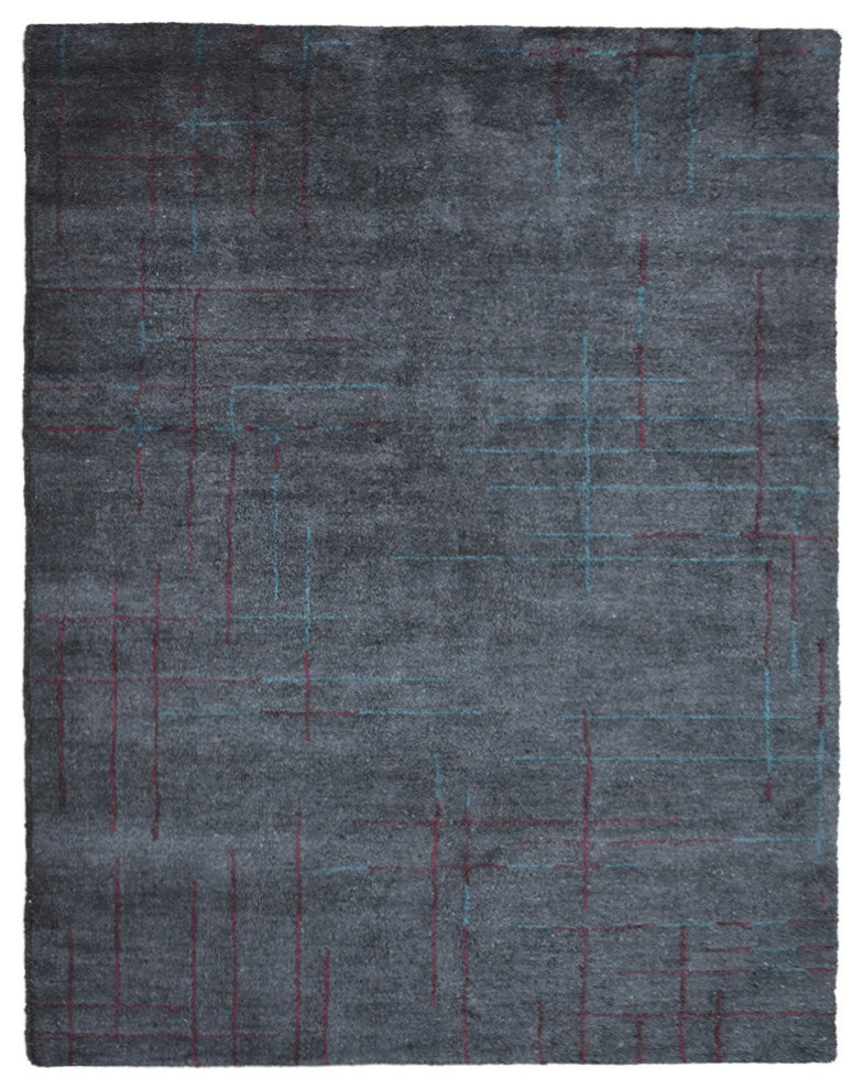 HAND KNOTTED LOOM SILK ECO-FRIENDLY RUG-6'x9',Rectangle,Charcoal Red,Contemporar
