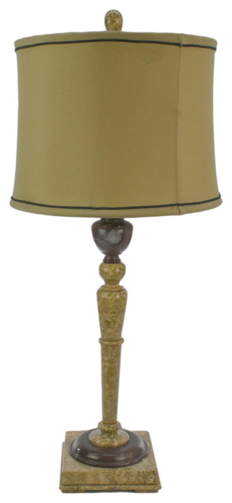 32" Tall Marble Table Lamp "Budh", Chocolate and Fossil