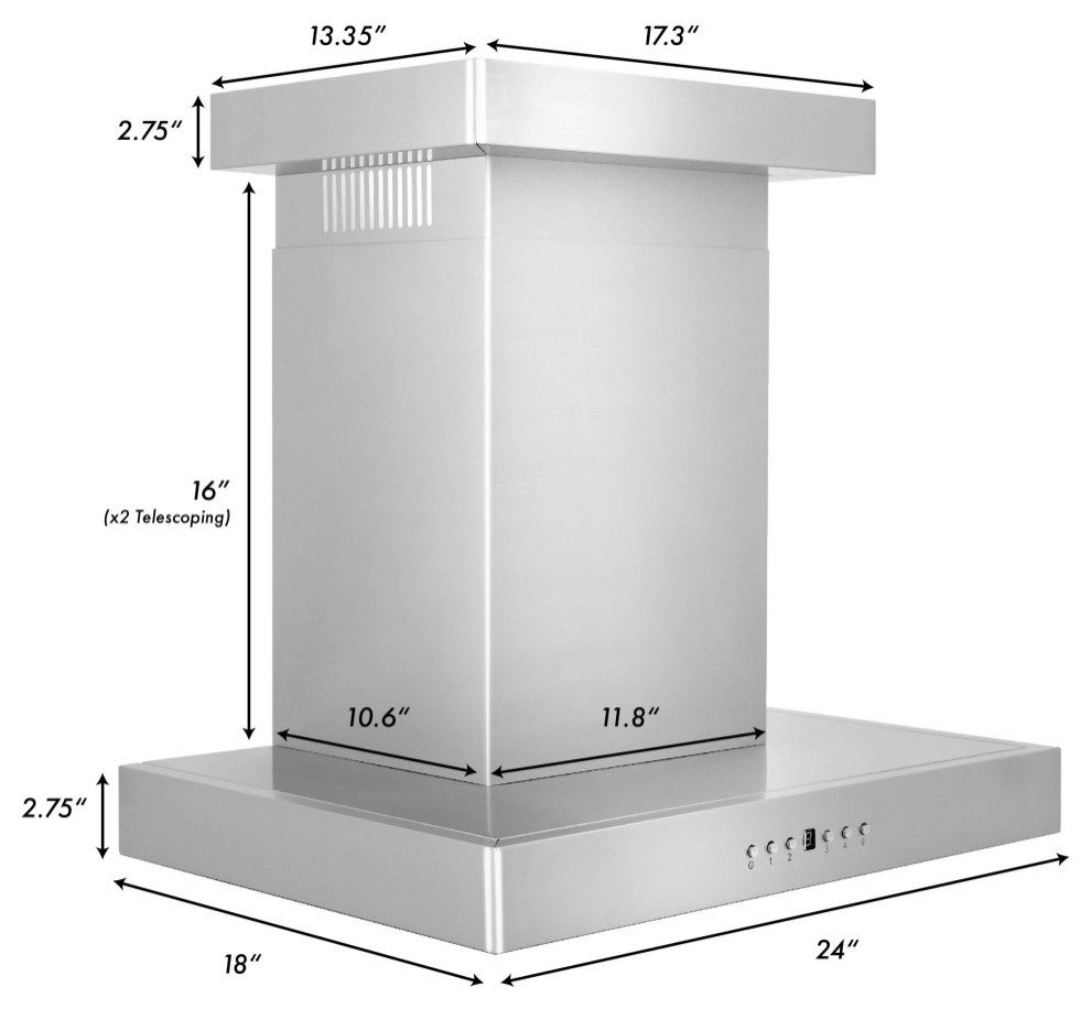 ZLINE 24" Convertible Vent Wall Mount Range Hood in Stainless Steel