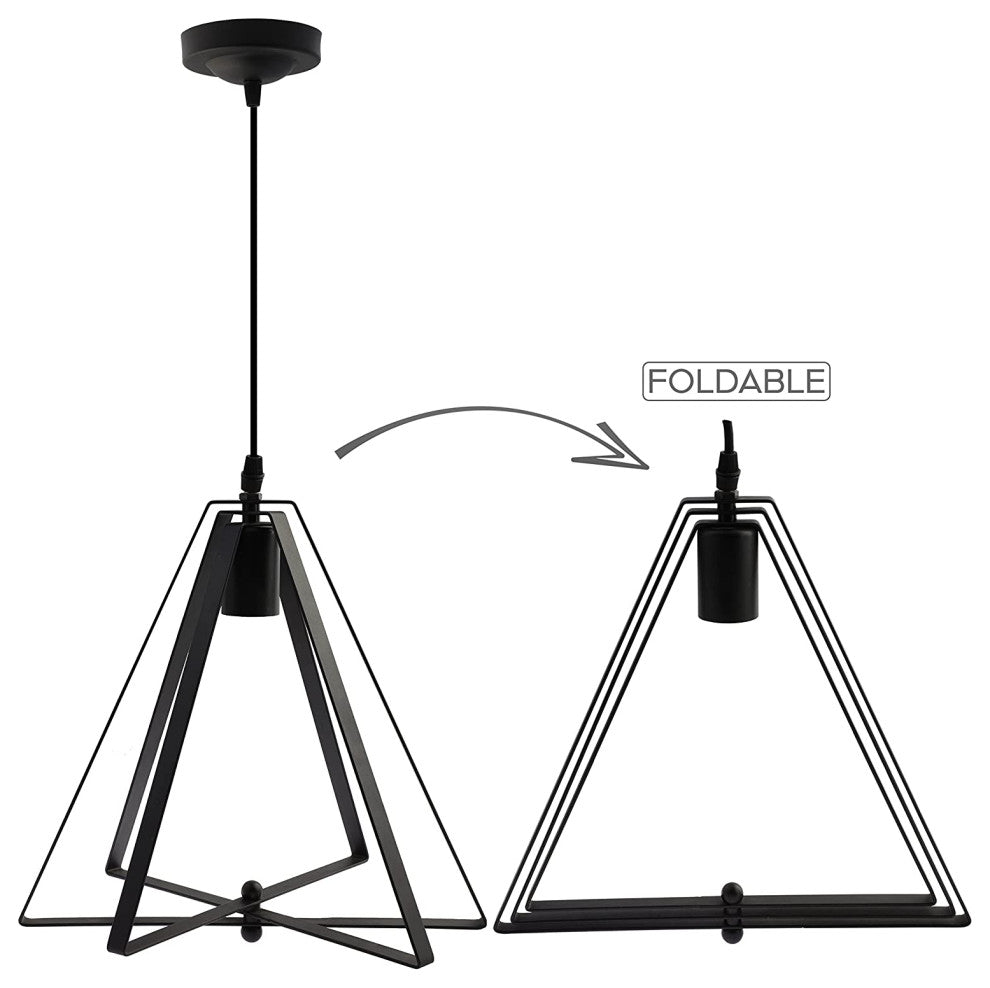 Black Art Pendant Light Fixture Adjustable Cage Hanging Lamp