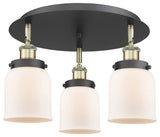 Bell-3 Light 17" Flush Mount-Black Antique Brass, Matte White Glass Shade