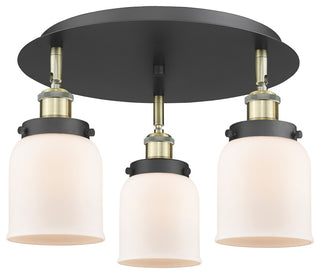 Bell-3 Light 17" Flush Mount-Black Antique Brass, Matte White Glass Shade