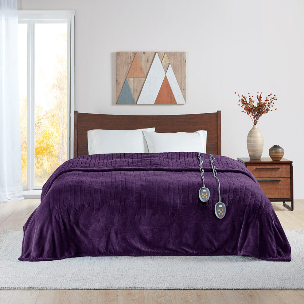 Beautyrest Heated Microlight to Berber Blanket, Purple