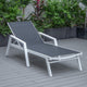 LeisureMod Marlin Chaise Lounge Chair With Arms and Fire Pit Table, Black