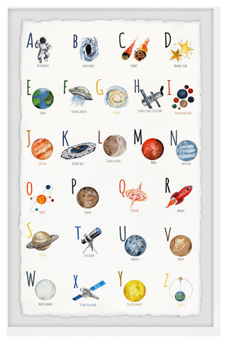 "Space Alphabet" Framed Painting Print, 12x18