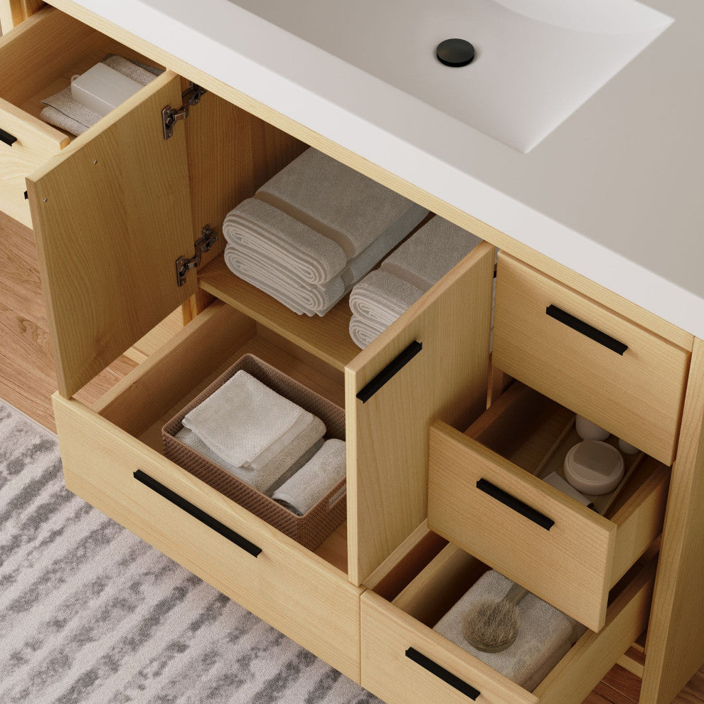 The Sacha Bathroom Vanity, Maple, 48", Single Sink, Freestanding
