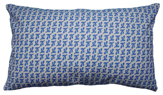 "Bird's Feet" Hand-Printed Canvas Pillow, Cornflower, 12x20