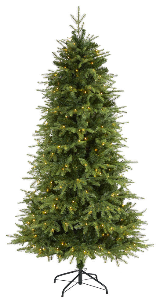 6' Vancouver Fir Natural Look Faux Xmas Tree W/ Clear Lights & Bendable Branches