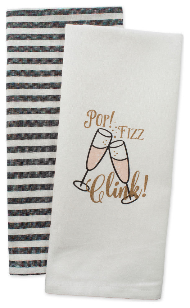 Assorted Pop Fizz Clink! Printed Dishtowel, Set Of 2