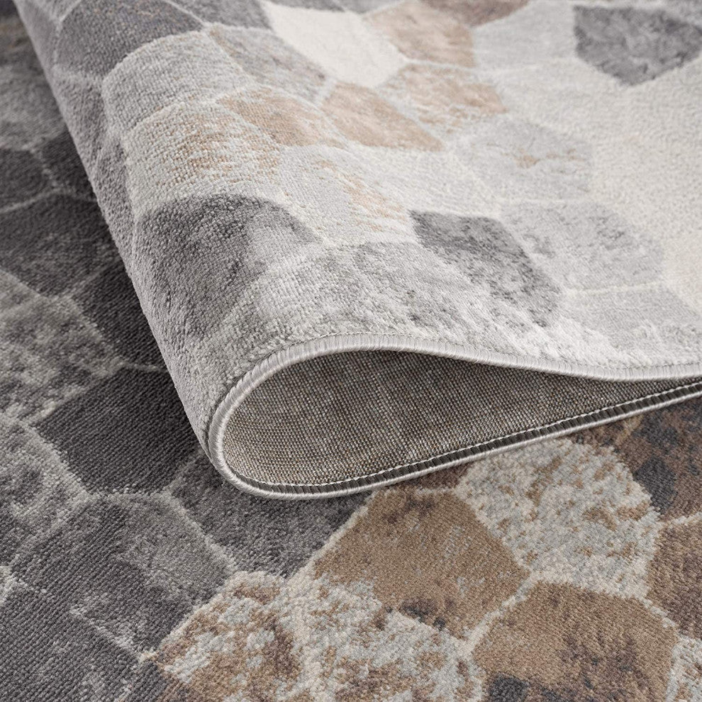 2" x 20" Beige Cobblestone Pattern Runner Rug