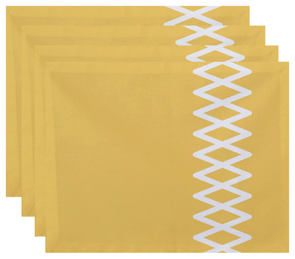 Lace Up Geometric Print Placement, Lemon, Set of 4