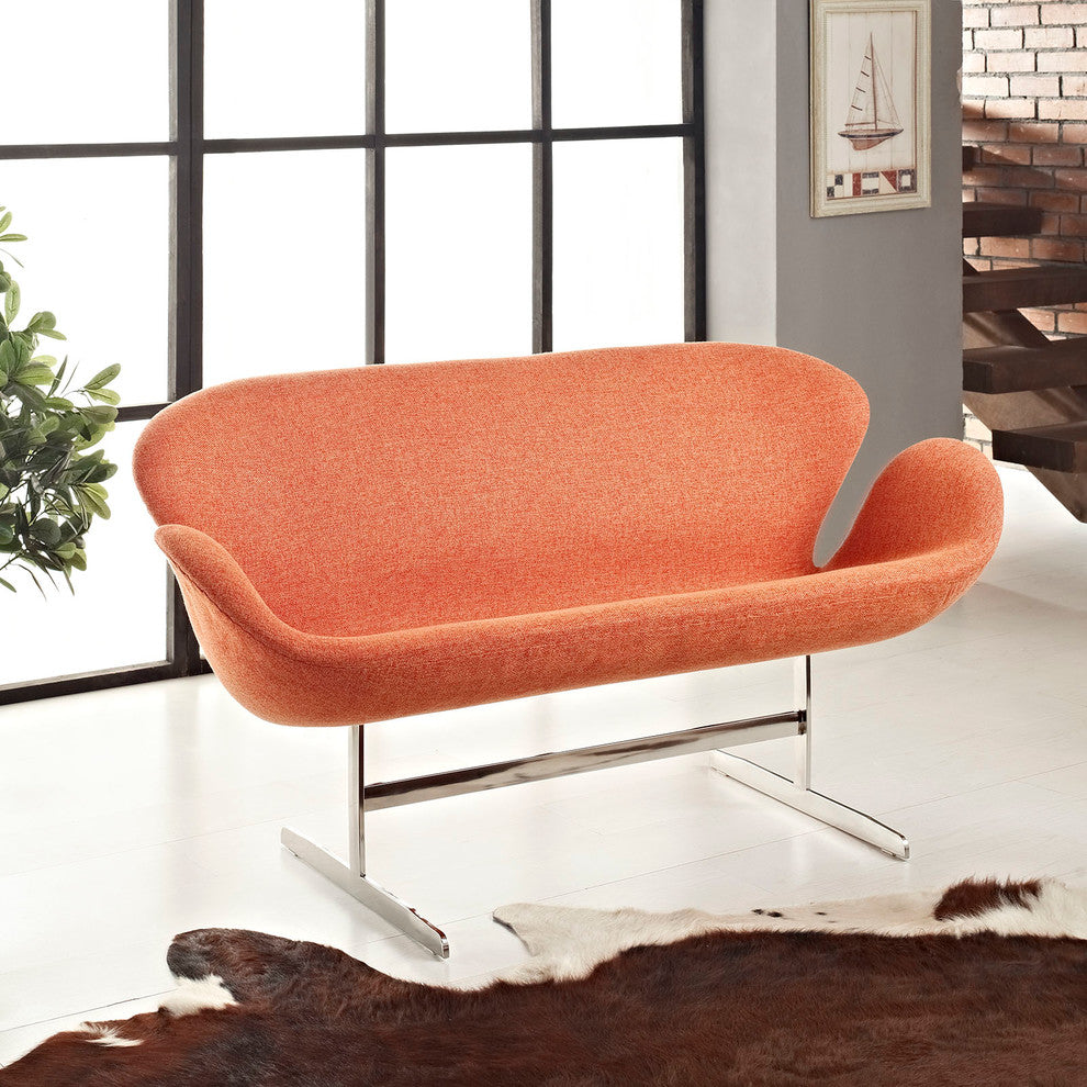Modern Contemporary Living Room Loveseat Sofa Orange