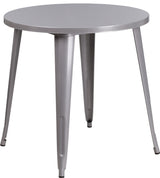 30" Round Silver Metal Indoor-Outdoor Table