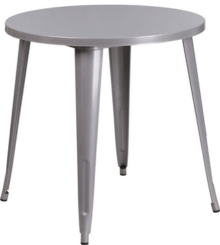 30" Round Silver Metal Indoor-Outdoor Table