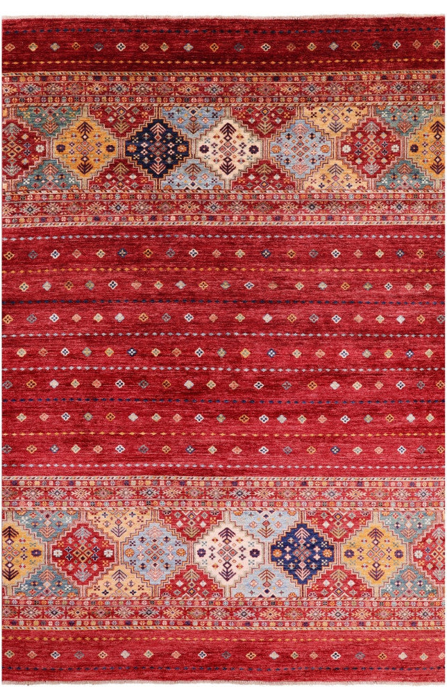 Super Kazak Khorjin Hand-Knotted Rug 6' 8" X 9' 10" Q5423