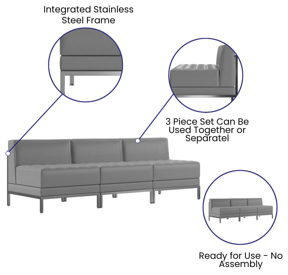 HERCULES Imagination Series LeatherSoft Lounge Set, 3 Pieces, Gray