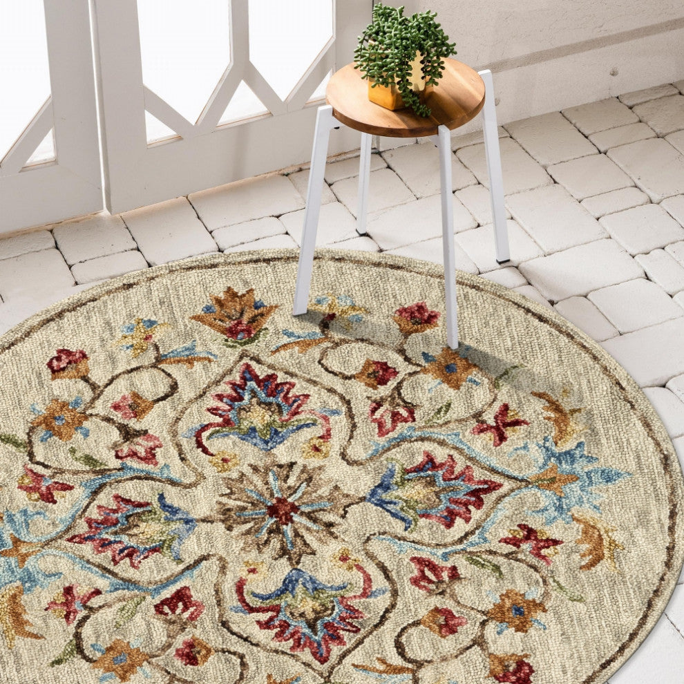 Floral Oasis Area Rug, 6' Round