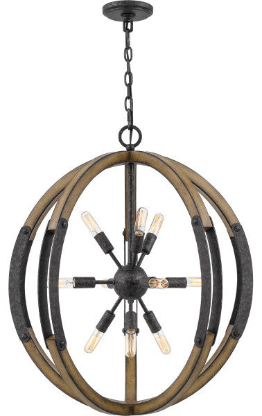 Quoizel QOP5181OK Ten Light Pendant, Old Black Finish Finish