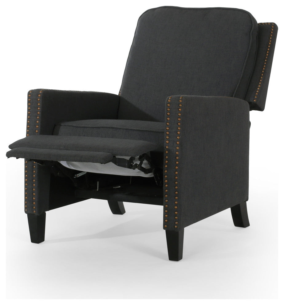 GDF Studio Armstrong Traditional Fabric Recliner, Dark Gray/Dark Brown