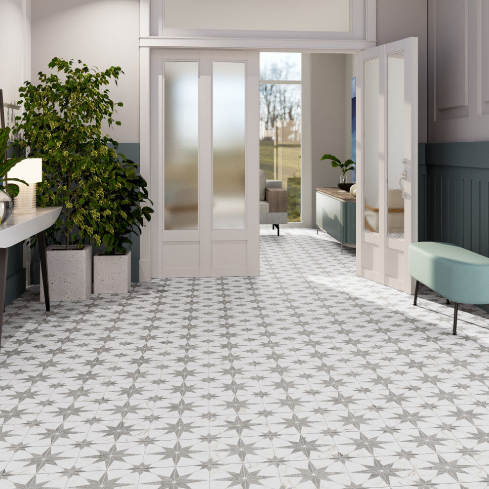 Llama Stella Loire Porcelain Floor and Wall Tile, Noce, Silver