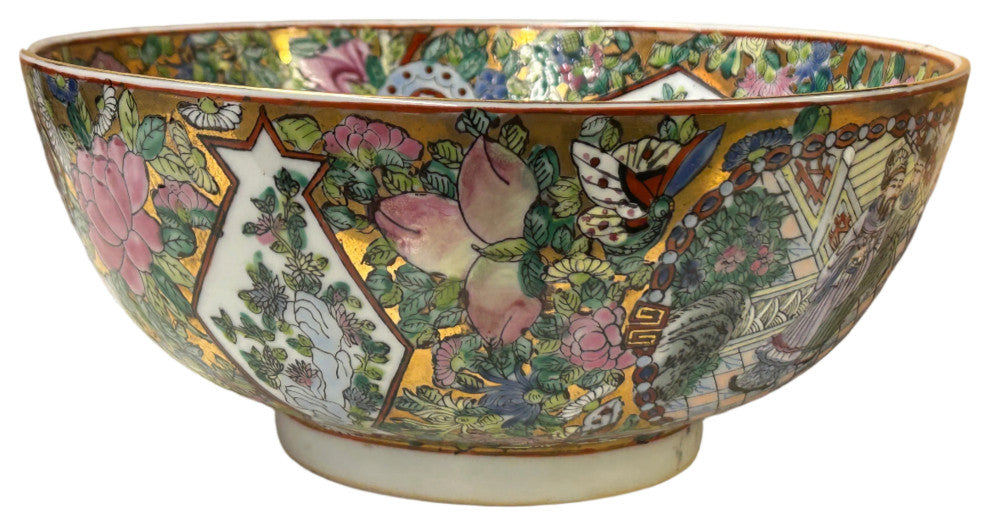 Chinese Vintage Famille Rose People Scenery Porcelain Art Bowl Hws4399