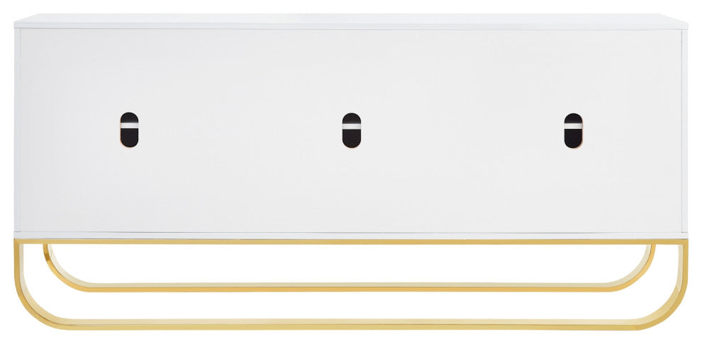 Nicole Miller Jacelynn Sideboard, White/Gold, 3-Door