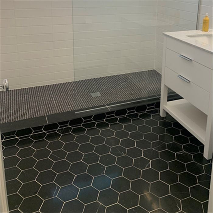 Pure Marquina, 10" Hexagon Porcelain Tile,  4"x4", Sample