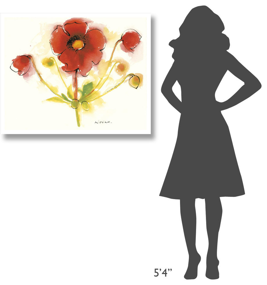 "Flores Rojas IV" Digital Paper Print by Shirley Novak, 37"x30"