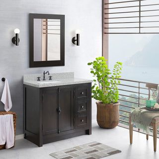 37" Vanity, Brown Ash With Gray Granite Top, Left Doors/Left Rectangle Sink