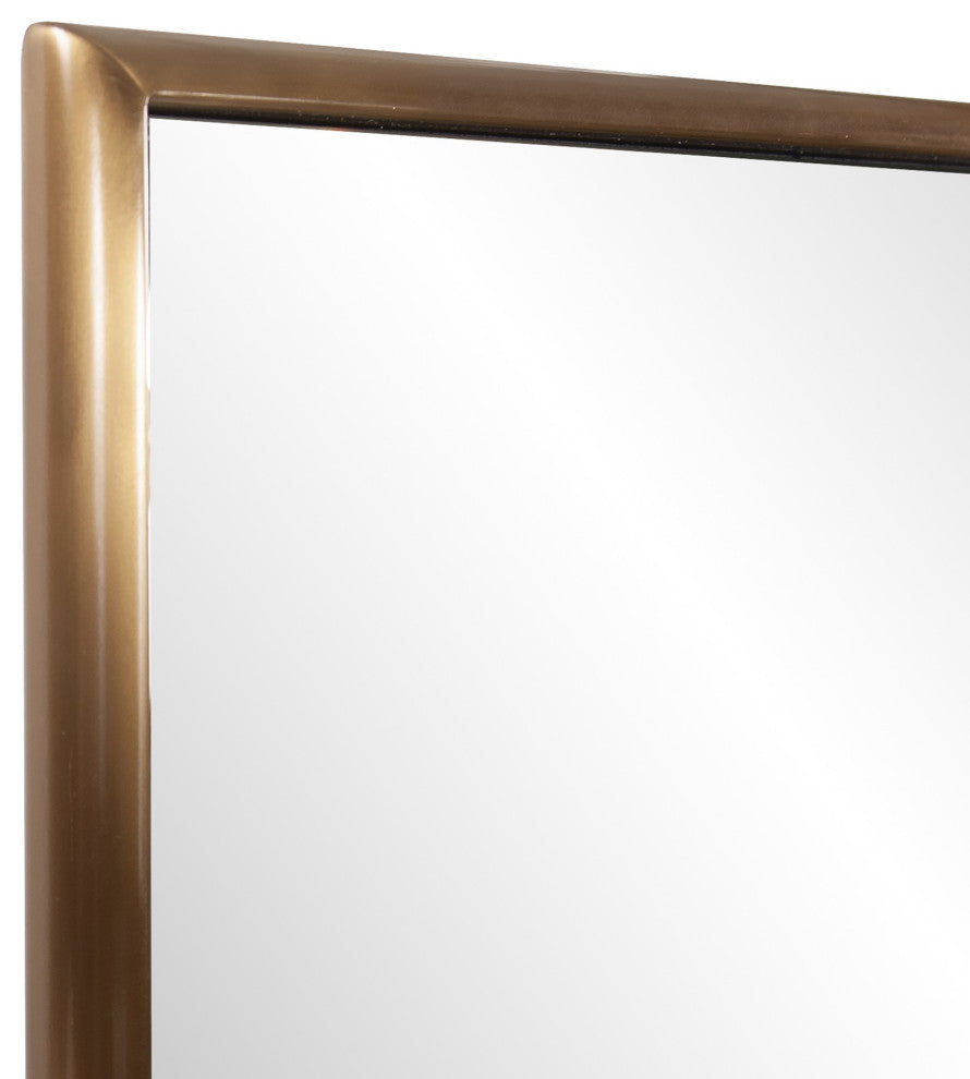 Antiqued Brushed Brass Rectangular Wall Mirror
