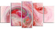 Red Fractal Abstract Illustration, Abstract Canvas Wall Art, 60"x32", 5 Panels