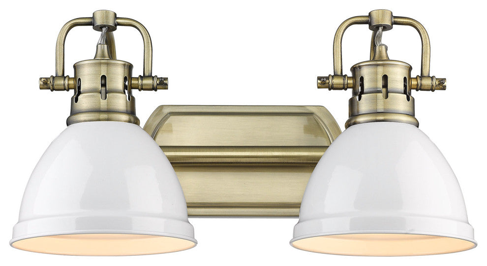 Duncan 2-Light Bath Vanity Light, Aged Brass, Matte White