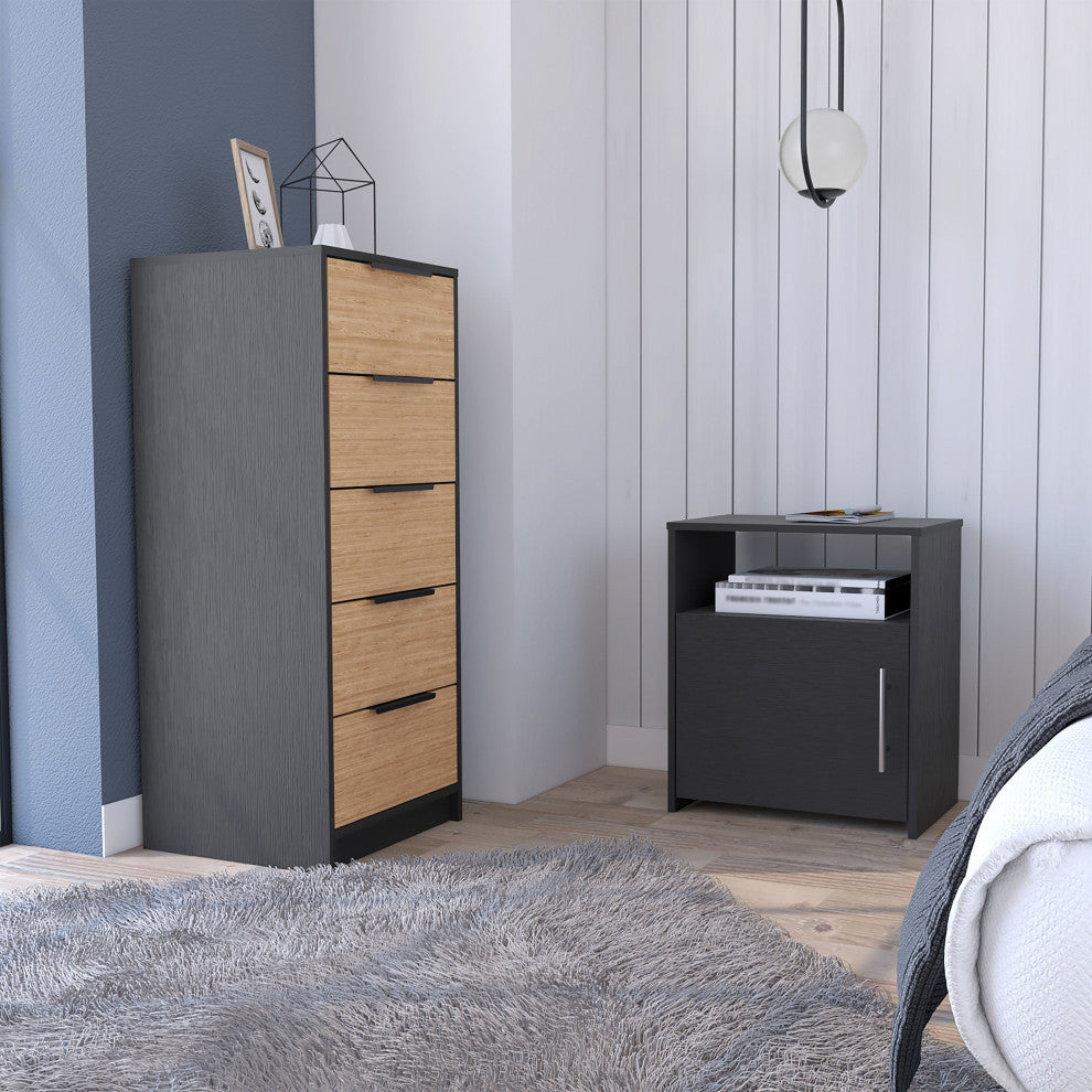DEPOT E-SHOP Patten 2 Piece Bedroom Set, Drawer Dresser and Nightstand