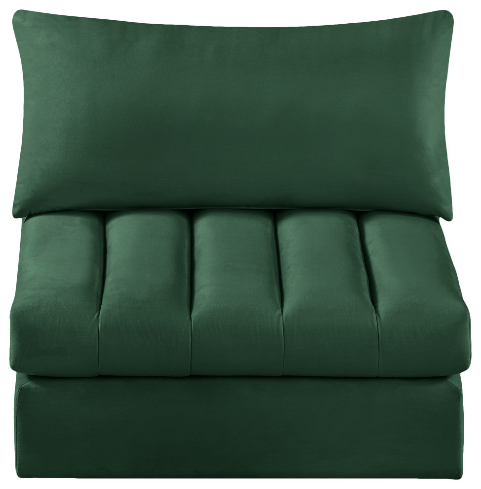 Jacob Velvet Upholstered Modular Armless Chair, Green
