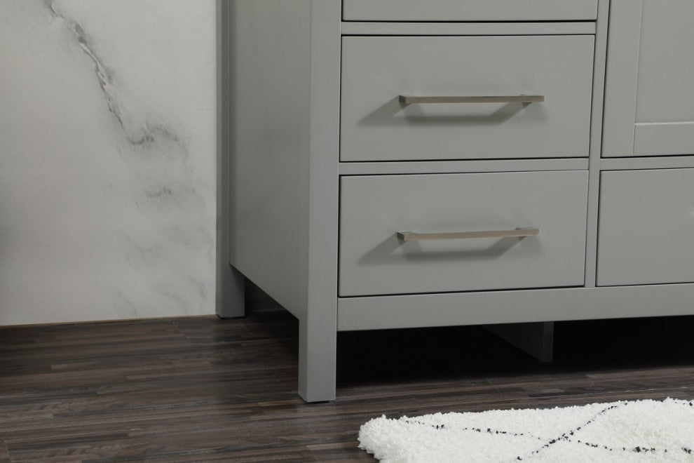Isabel Single Bathroom Vanity, Gray, 60", Without Backsplash