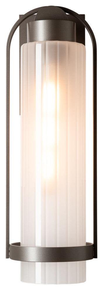 Alcove Medium Outdoor Sconce Coastal Dark Smoke Finish, Frosted Glass