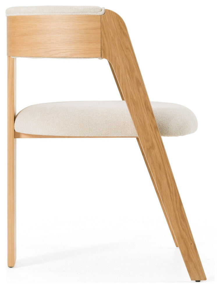 Modrest Washington Modern Beige Fabric + White Oak Dining Chair, Set of 2
