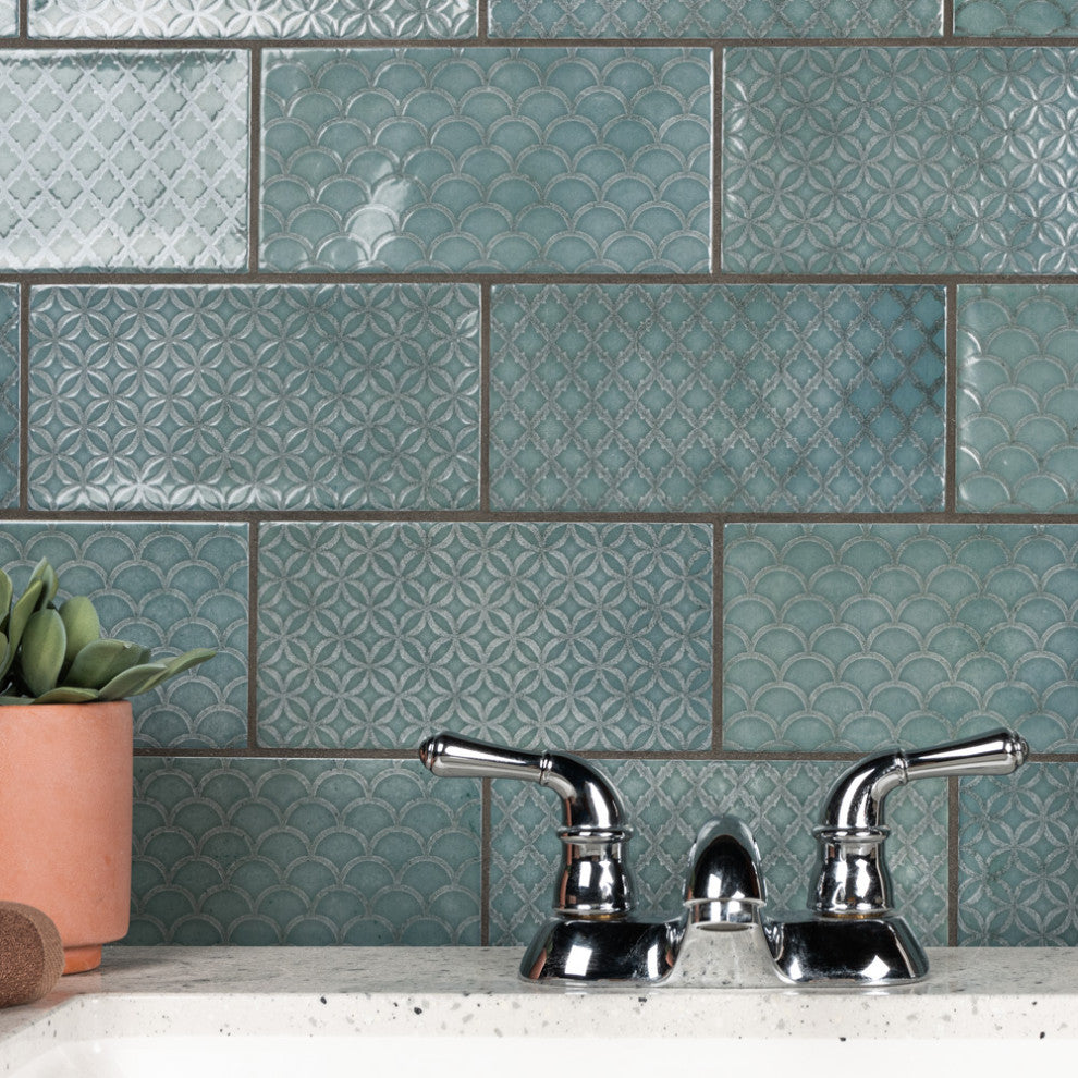 Camden Decor Ceramic Subway Wall Tile, Green
