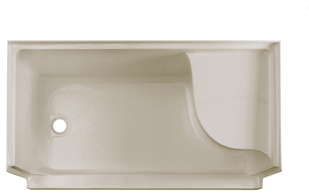Aquatique 60"x32" Shower Base With Left Hand Drain, Biscuit