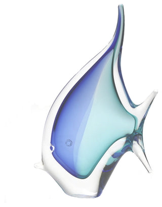 Murano Glass Design Crystal Tropical Fish Aqua Blue