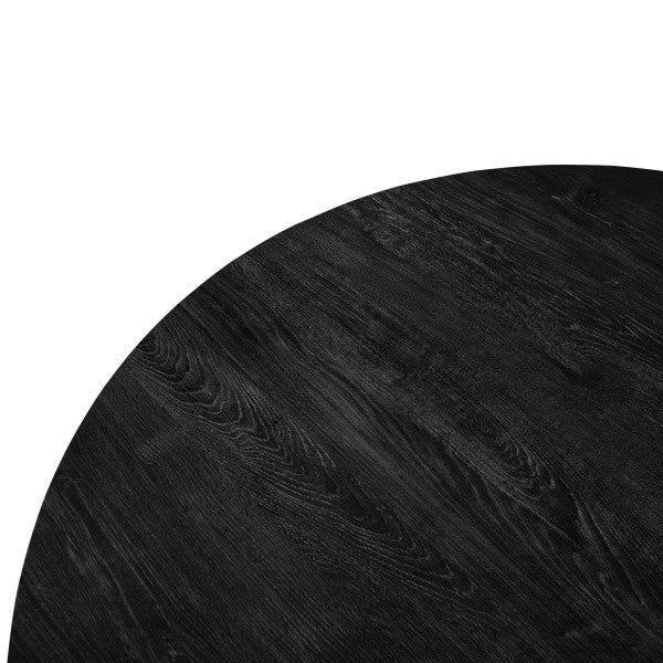 LeisureMod RTM47BL Ravenna Modern Round Wood 47" Ebony Metal Legs Dining Table
