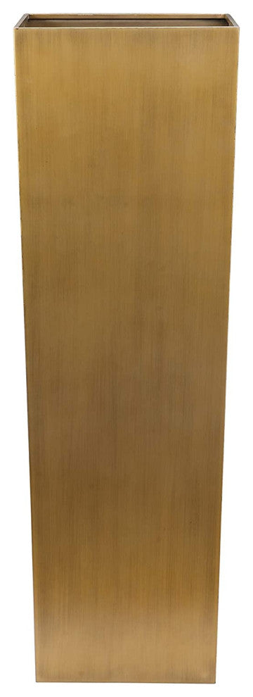 Metal Geometric Shape Planter with Wide Open Mouth and Bottom, Large, Gold