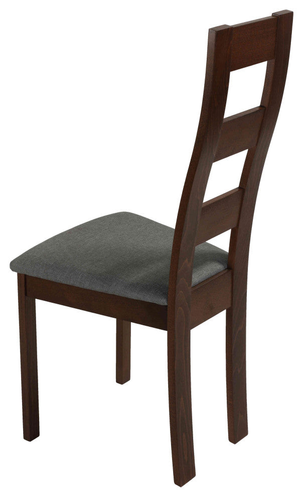 Cortesi Home Cuadro Dining Chair in Charcoal Fabric, Walnut, Set of 2