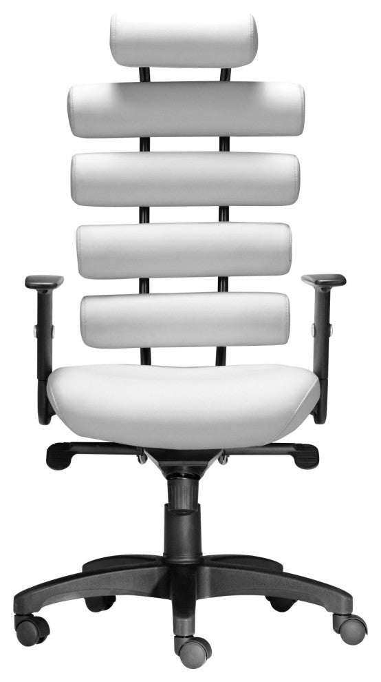Computer Chair, Faux Vinyl Leather, Steel, White, Black, Home Business Office
