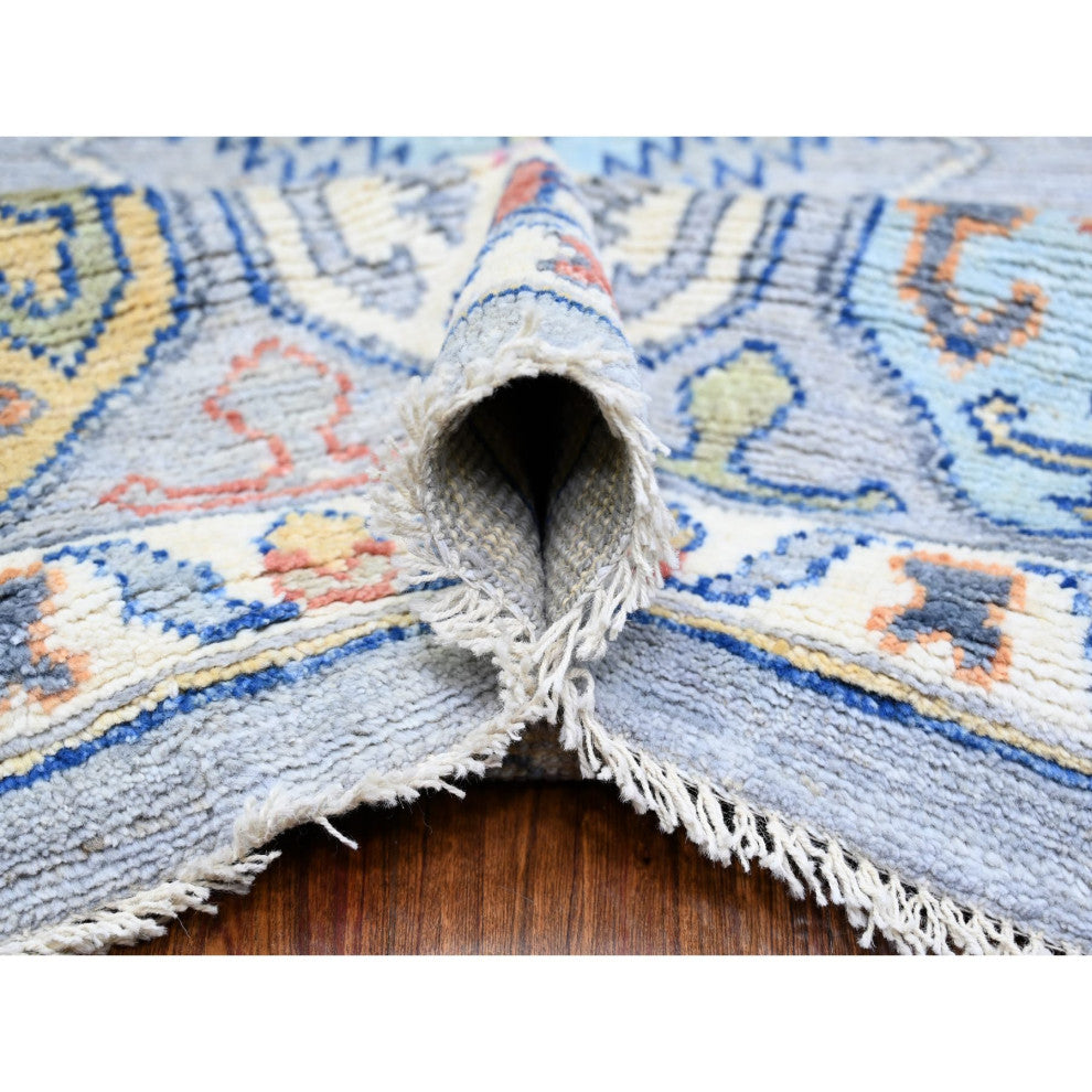 Cloud Gray Anatolian Village Inspired Wool Hand knotted Oriental Rug 10'3"x13'7"