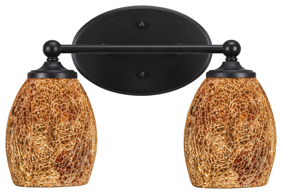 Capri 2-Light Bath Bar, Matte Black/Gold Fusion
